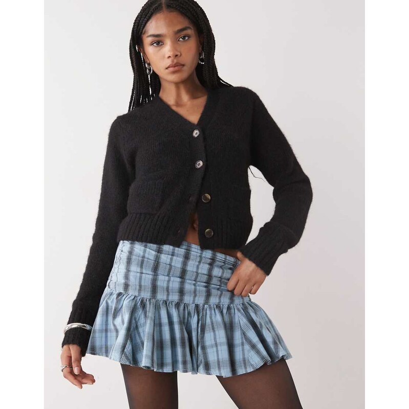 Monki cardigan with front pockets in black