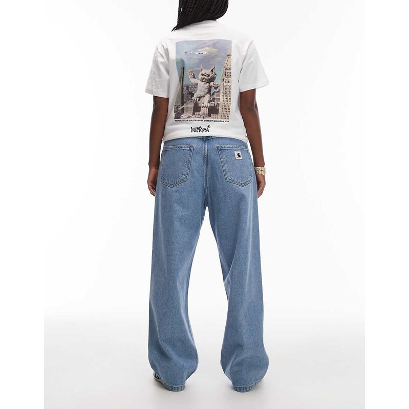 Carhartt WIP brandon loose jeans in bleach stone wash-Blue 109452506