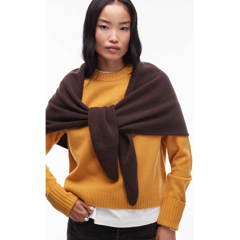 & Other Stories wool triangle scarf in dark brown