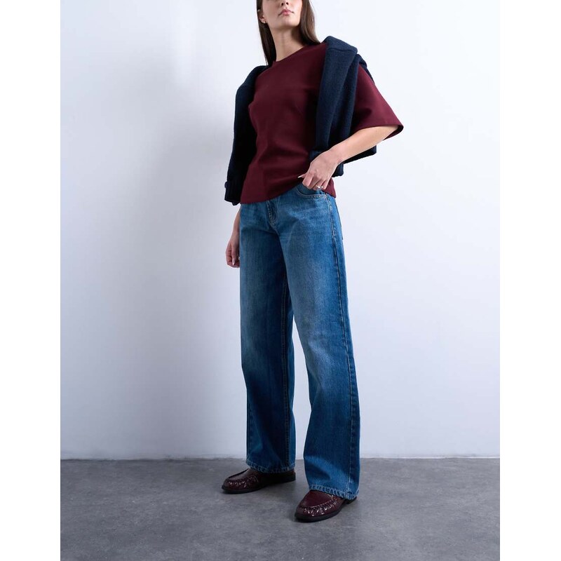 Topshop Hourglass Cinch relaxed jean in vintage blue