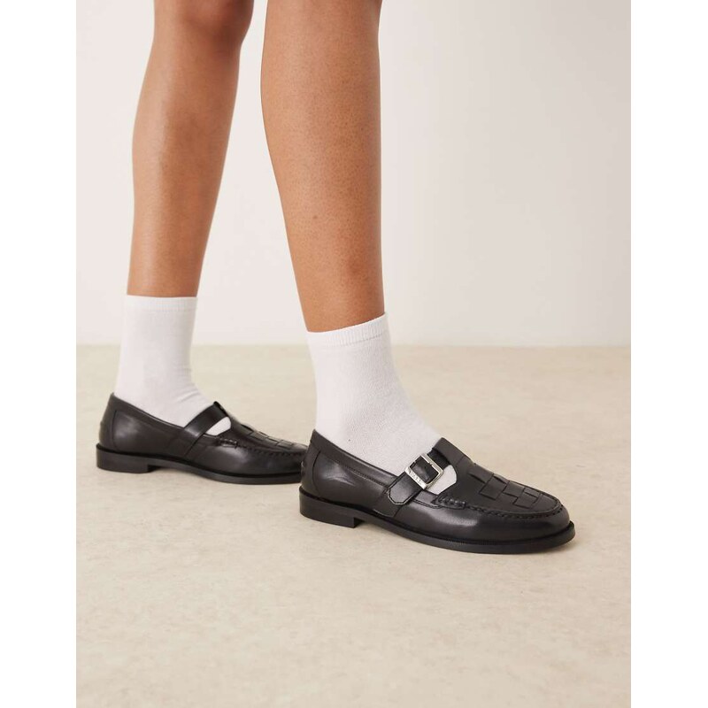 Walk London Rhea weave loafer in black 112561860