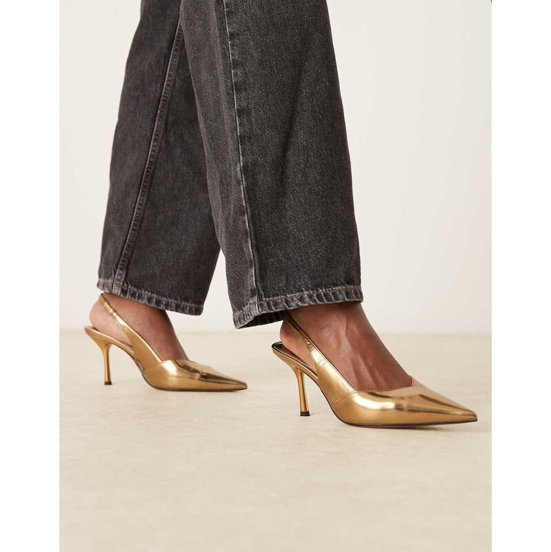 ASOS DESIGN Sabrina slingback stiletto heels in bronze-Brown 109409982