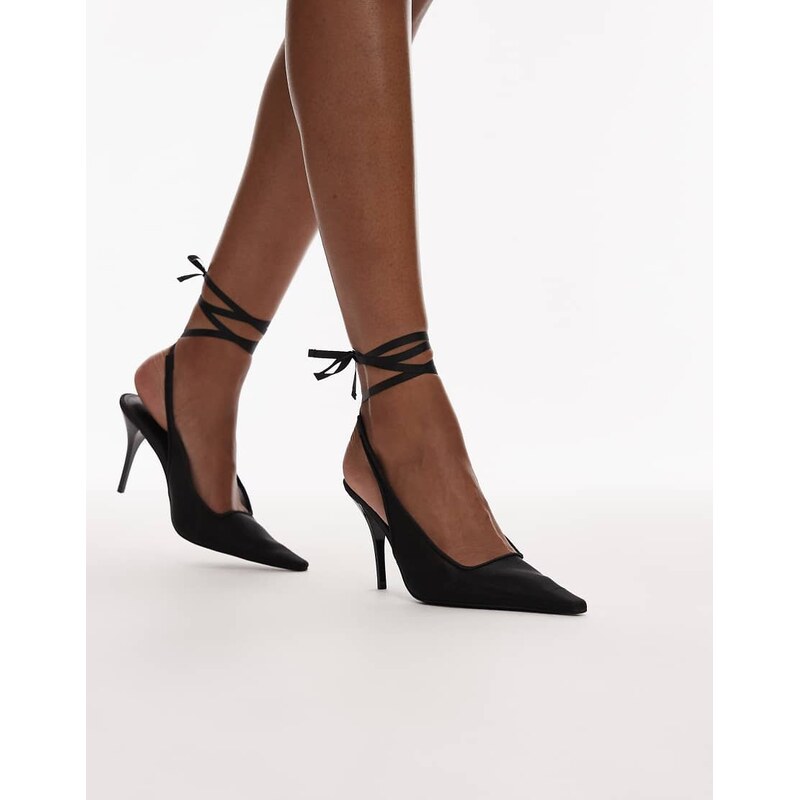 ASOS DESIGN Pascha tie leg detail high heeled shoes in black