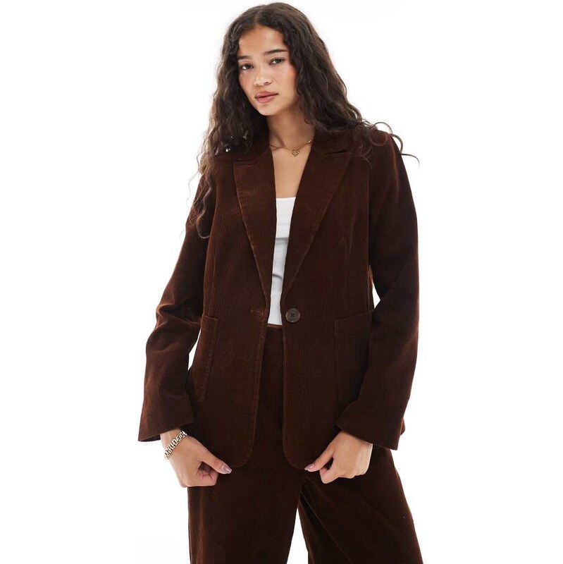 New Look co-ord cord blazer in brown-Copper 109707761