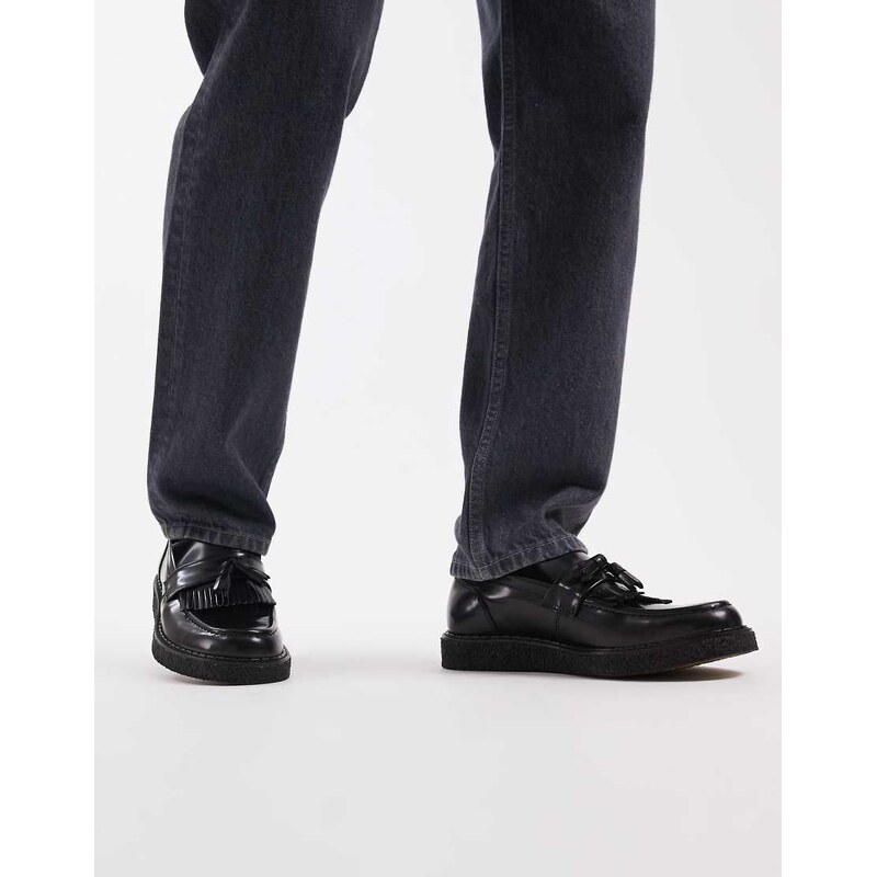 Fred Perry X George Cox leather tassle loafer in black