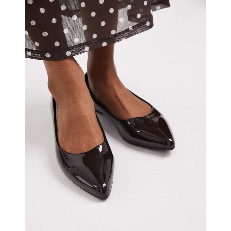 New Look pointed patent faux leather ballet flats in brown