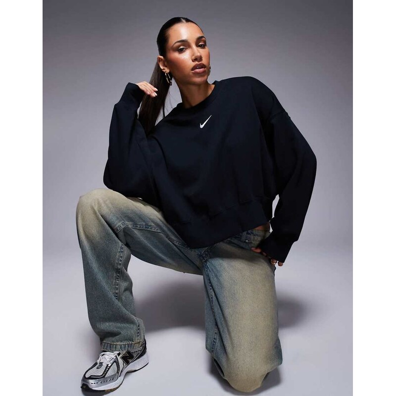 Nike Phoenix Fleece over-oversized sweatshirt in black
