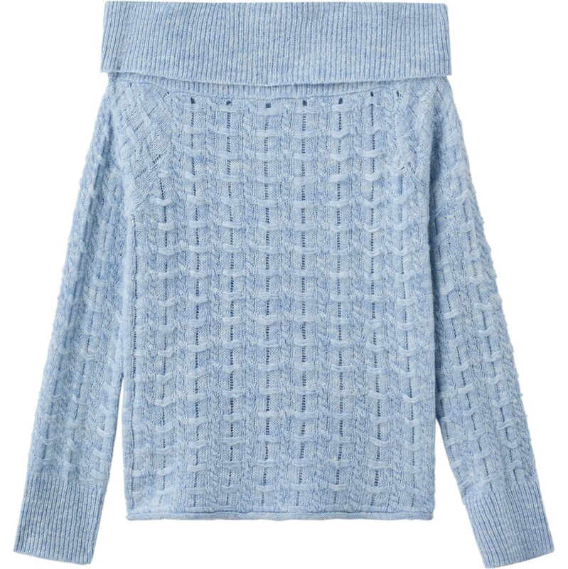 MANGO TEEN Svetr Wavy světlemodrá