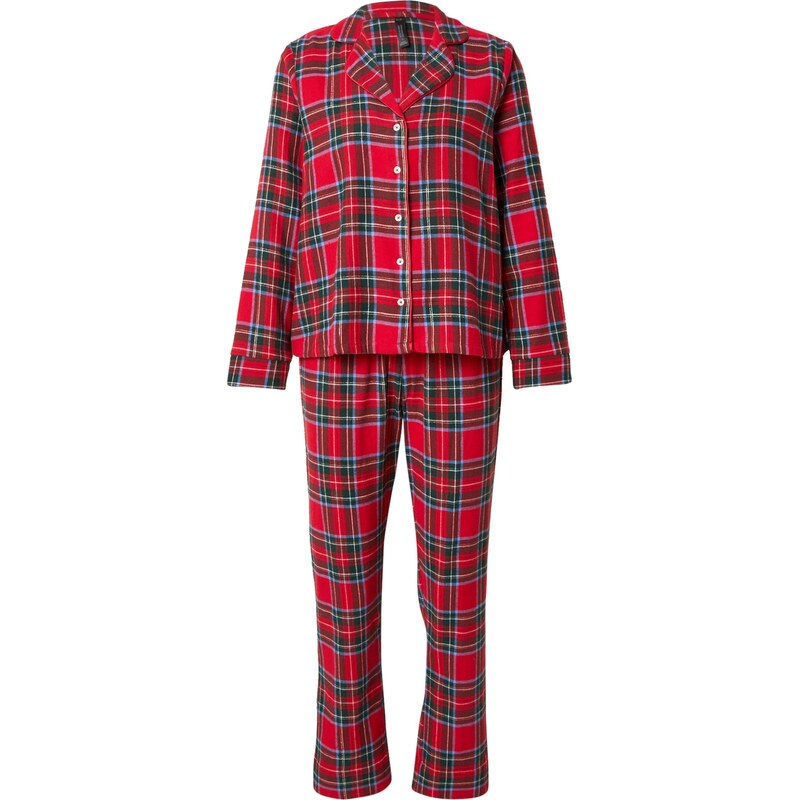 Hunkemöller Pyžamo azurová / tmavě zelená / červená / bílá