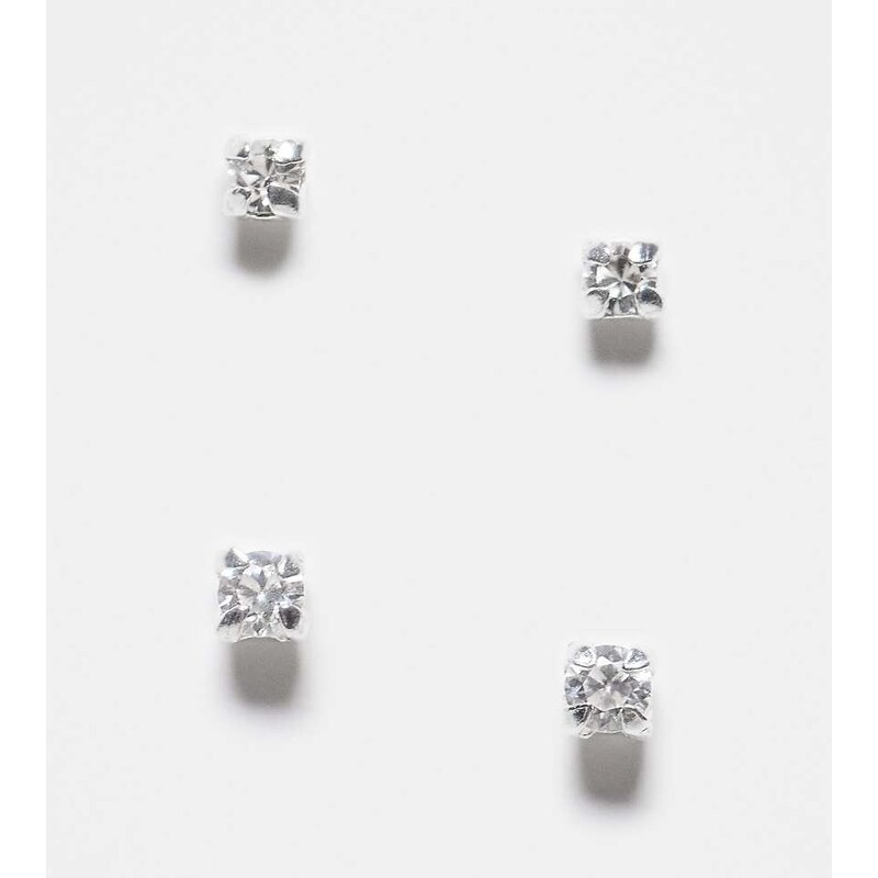 Kingsley Ryan pack of 2 gem set tiny crystal stud earrings in sterling 109412763