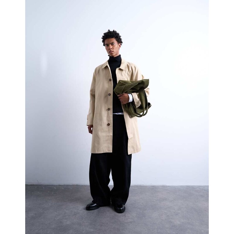 Topman cotton mac in stone-Neutral