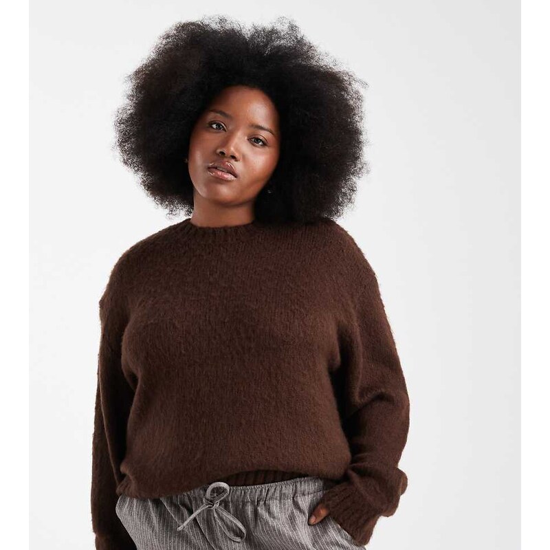 Renee Studio Plus exclusive fluffy knit oversized drop shoulder crew 109412868