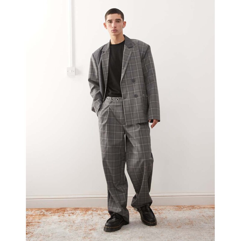 Reclaimed Vintage eyelet detail baggy fit trouser co-ord in grey