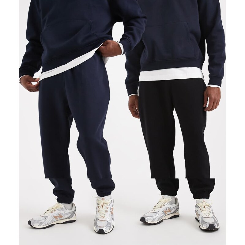 ASOS DESIGN essentials 2 pack tapered jogger in black and navy-Multi
