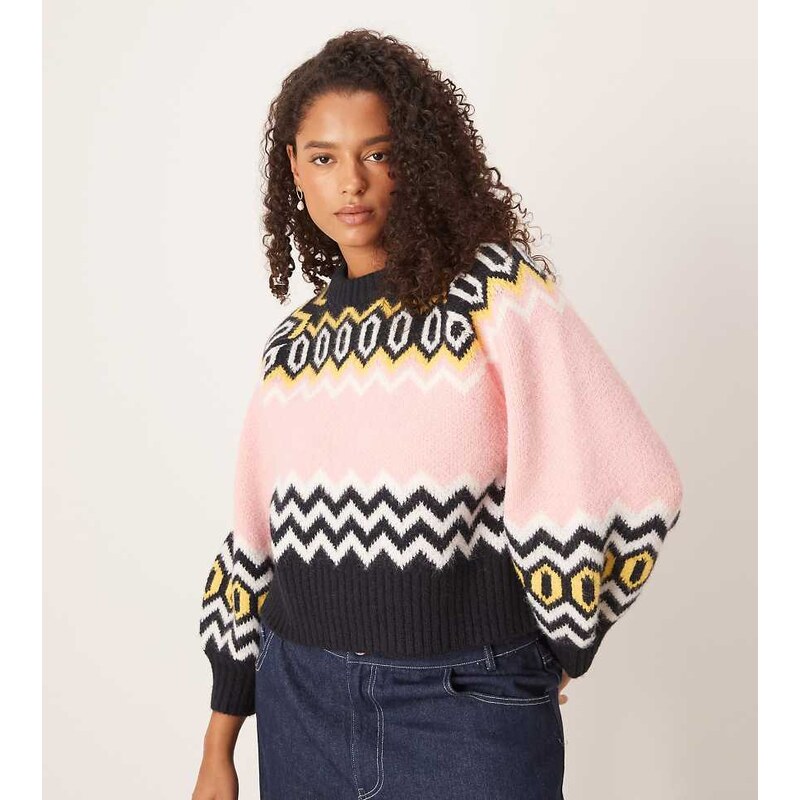 ASOS Curve ASOS DESIGN Curve crew neck clean structured fairisle