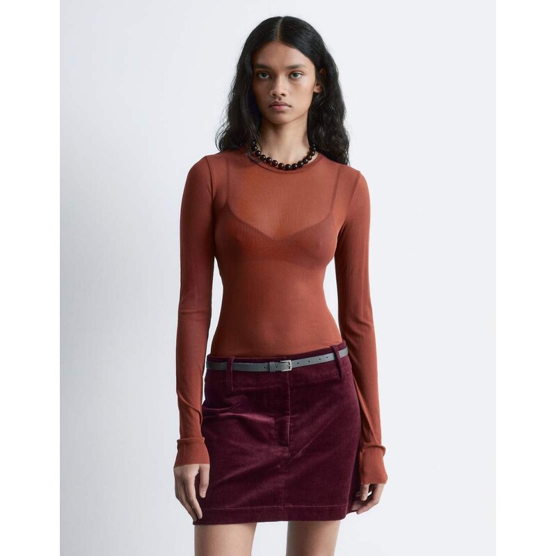 & Other Stories cotton rich cord mini skirt in burgundy-Red 109413012