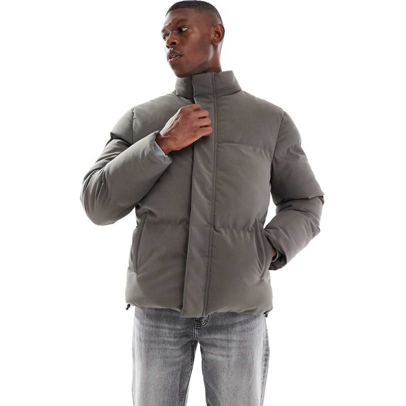 Brave Soul padded puffer jacket in taupe-Neutral