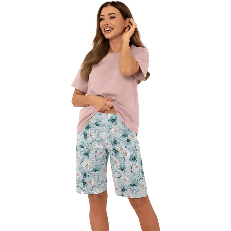 Dámské pyžamo ITALIAN FASHION PERLIS kr.1/2 růžová/print