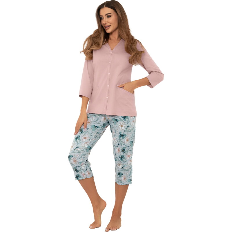 Dámské pyžamo ITALIAN FASHION SEKWOJA 3/4+3/4 růžová/print