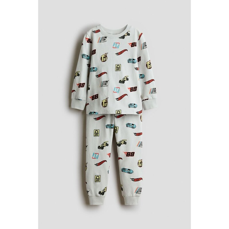 H&M - Pyžamo z bavlněného žerzejes potiskem - Světle Šedý Melír
