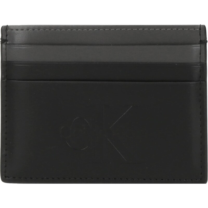 Calvin Klein Pouzdro Smooth Monologo Card tmavě šedá / černá