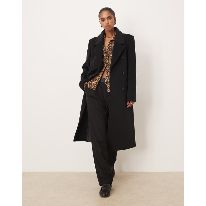 Mango wool mix double breasted tailored jacket in black 109420543