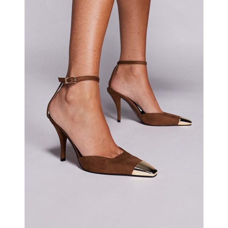 ASOS DESIGN Pride toe cap high heel shoes in mocha moose