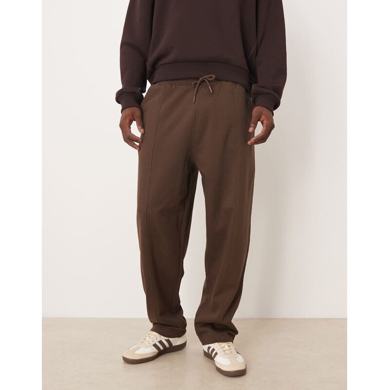 ASOS DESIGN oversized joggers with pin tuck detail in brown