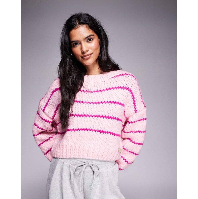 Kiwi & Co Candy hand knitted chunky knit cropped drop shoulder
