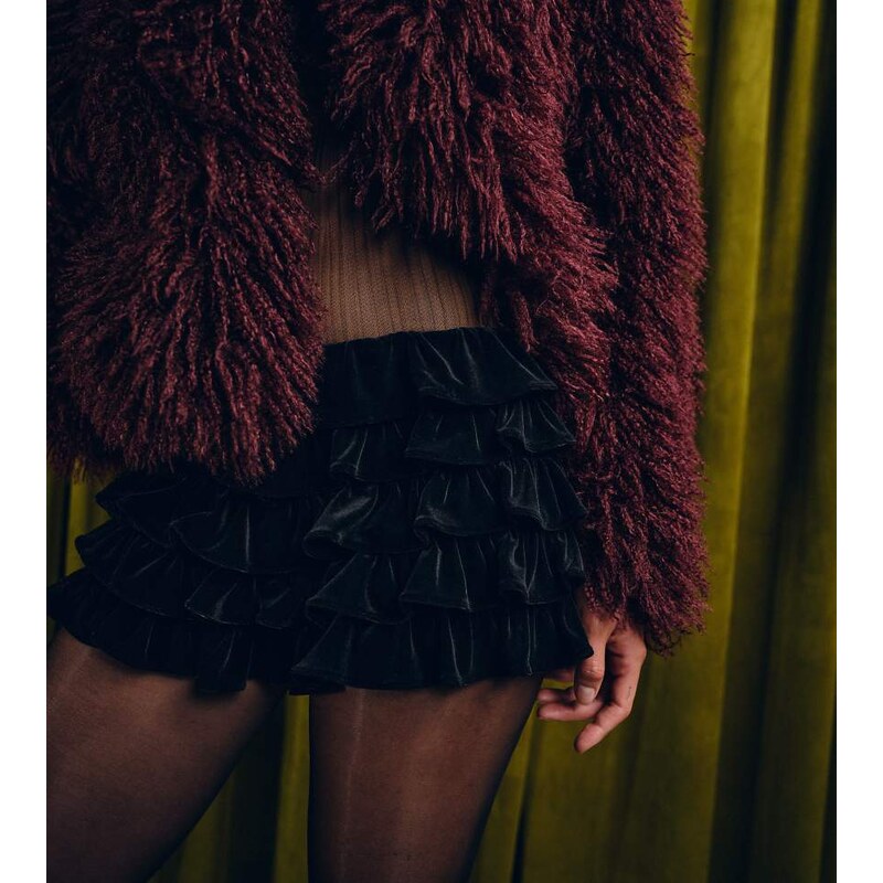The Frolic exclusive velvet ruffle bloomer shorts co-ord in