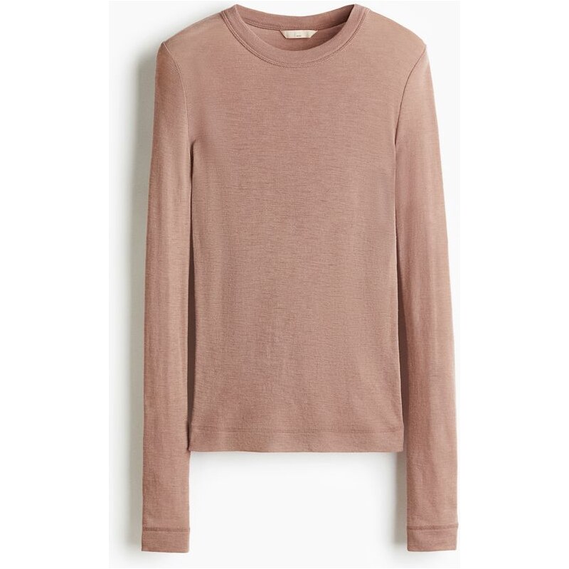 H&M - Top z jemného vlněného úpletu - Béžová