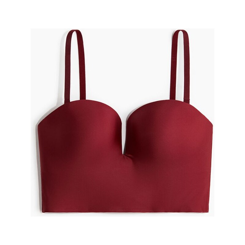 H&M - Bustier z mikrovláknas vyztuženými košíčky - Tmavě Červená