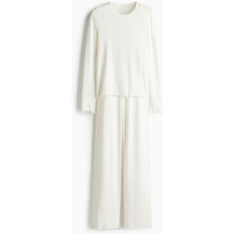 H&M - Pyžamo z česaného žerzeje - Bílá