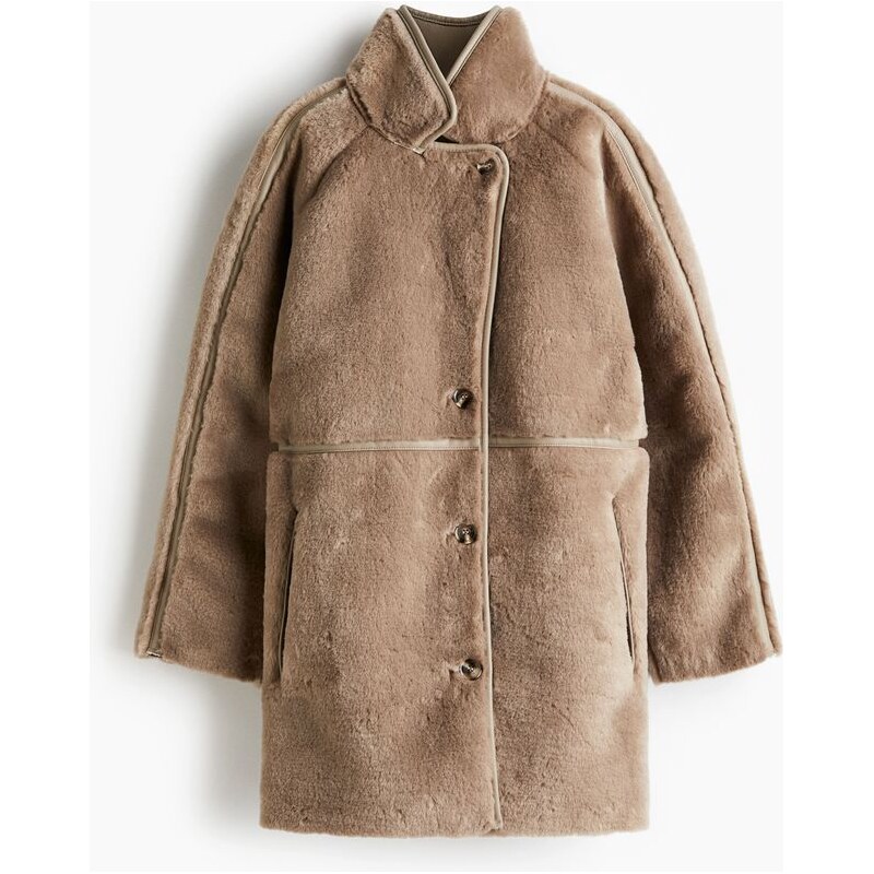 H&M - Huňatý kabát - Béžová