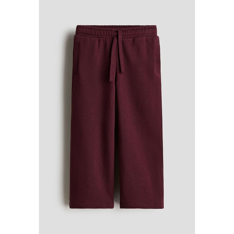 H&M - Široké kalhoty joggers česaným rubem - Tmavě Červená