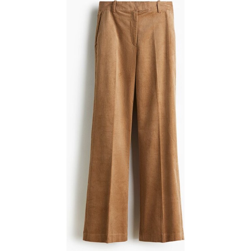 H&M - Manšestrové kalhoty Bootcut - Tmavě Béžová