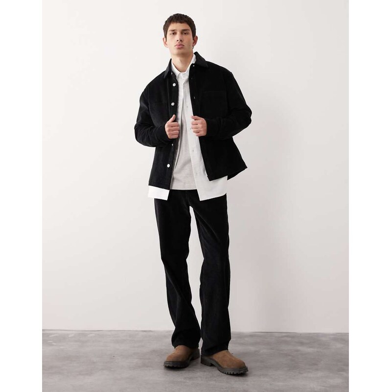 ASOS COLLECTIVE relaxed chunky cord shirt co-ord in black
