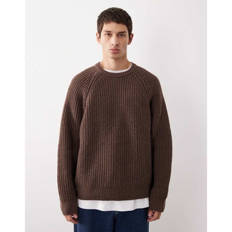 ASOS COLLECTIVE oversized knitted wool jumper in brown