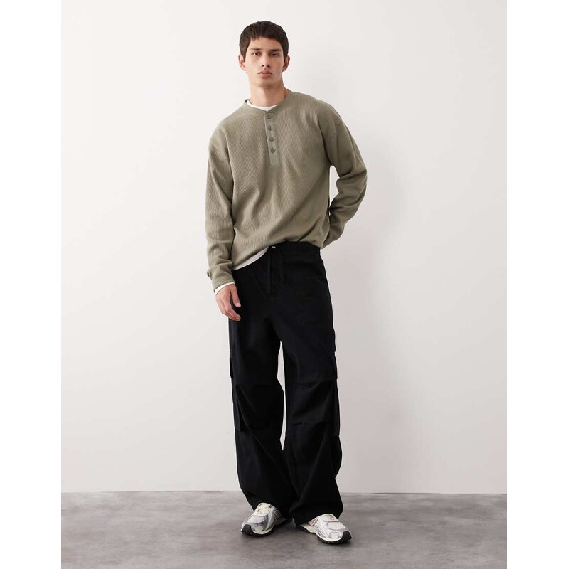 ASOS COLLECTIVE oversized cargos in washed black - BLACK