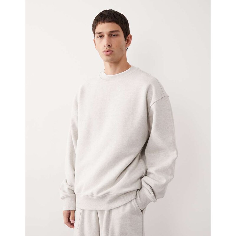 ASOS COLLECTIVE oversized super heavyweight crew in grey marl
