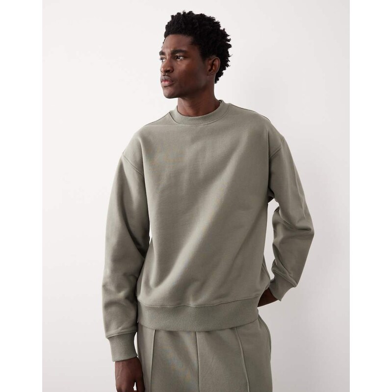 ASOS COLLECTIVE oversized super heavyweight crew in pale khaki