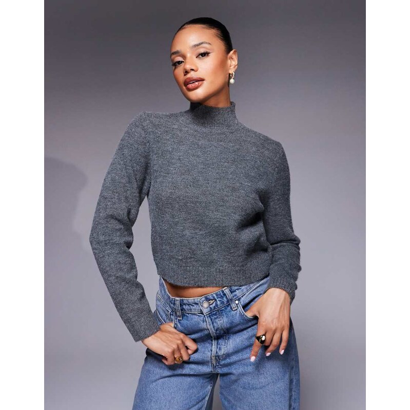 Kaiia exclusive high neck knitted flare sleeve relaxed jumper in