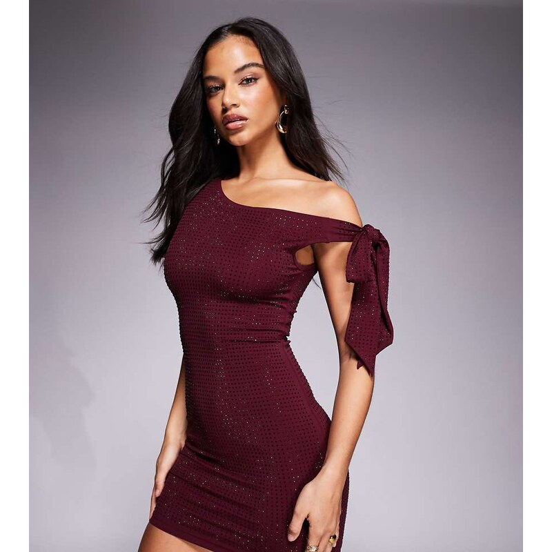 The Frolic exclusive hot fix off shoulder tie detail bodycon