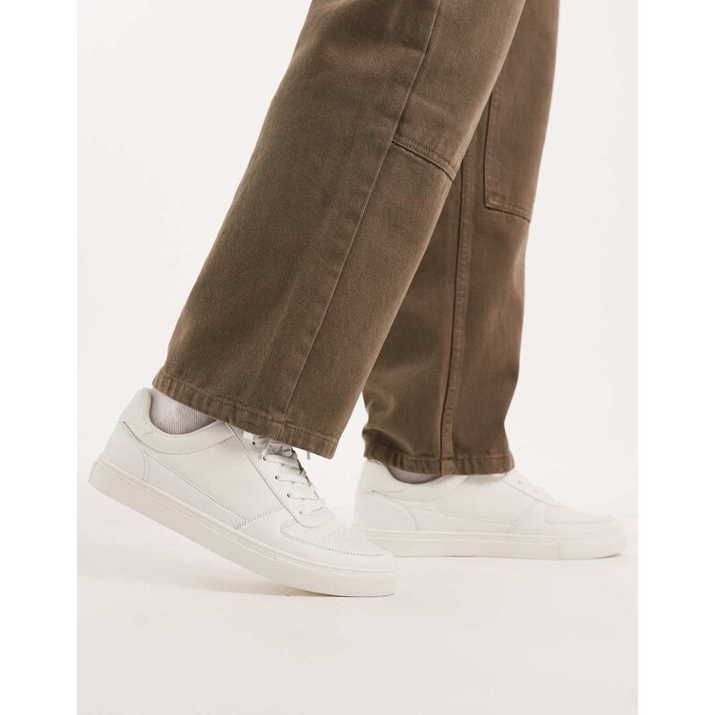 ASOS DESIGN lace up trainers in white with textured panels