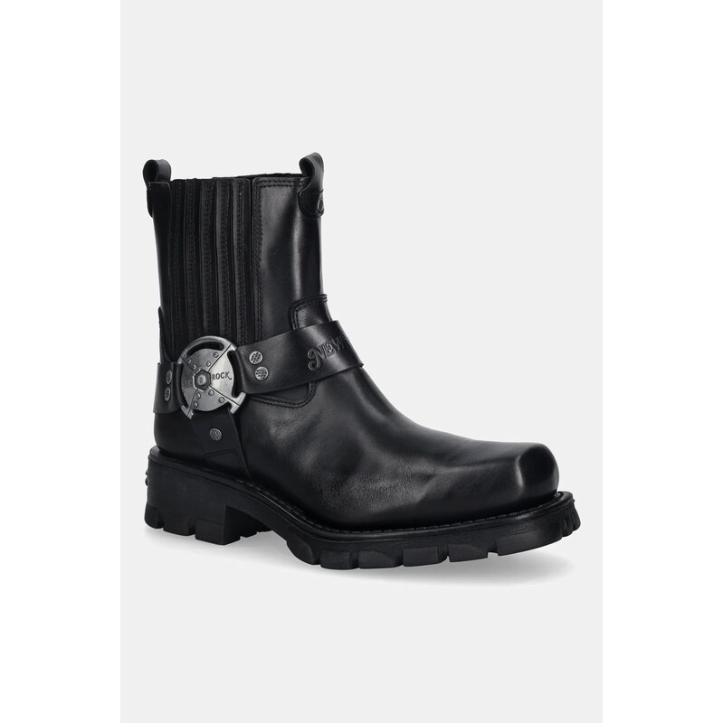 Kožené kotníkové boty New Rock Itali Negro, Motorcycle Negro 109431829