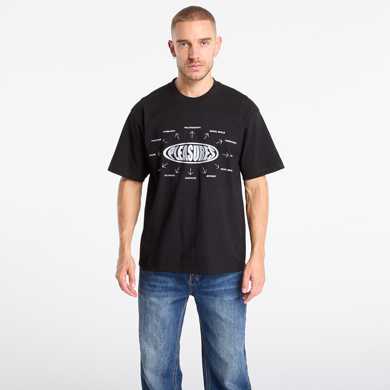 Tričko PLEASURES Overview Logo T-Shirt Black M