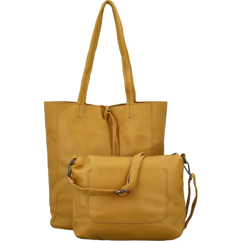 Paolo Bags Trendy dámský koženkový set kabelek Alisia, žlutý