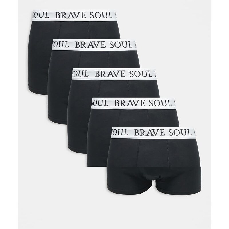 Brave Soul 5 pack boxers with logo waistband in black 109436356