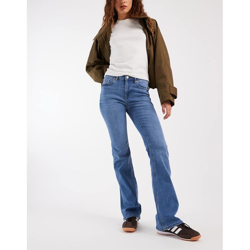 Vero Moda mid rise flare jeans in mid blue denim