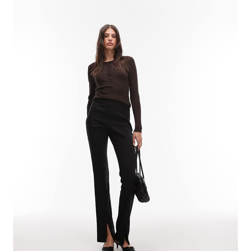 ASOS DESIGN Tall tailored skinny trousers with zip front detail in black